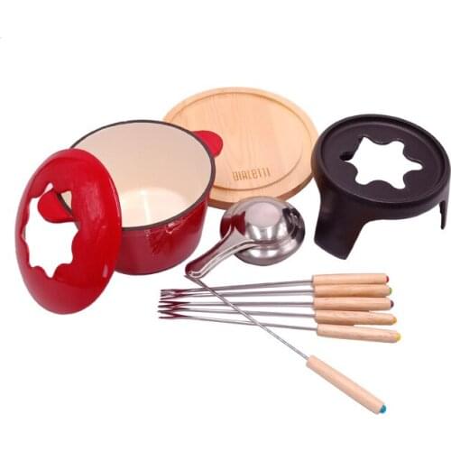 Cast iron enamel alcohol pot single small hot pot enamel hot pot cheese hot pot