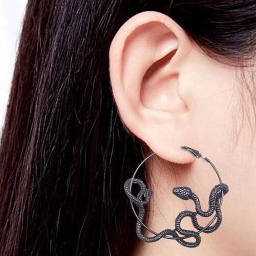 European And American Snake Earrings Trendy Exaggerated Retro Dragon Earrings Creative Temperament Ring Ear