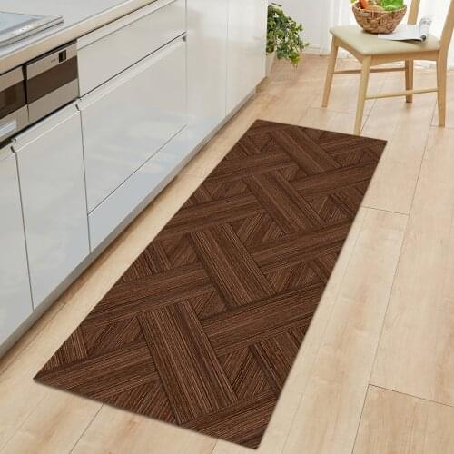 Geometrical Kitchen Mat Carpet Wooeden Grain Entrance Door Mat Floor Mat Non-Slip Floor Rug for Living Rooms Kitchen Rug Carpet