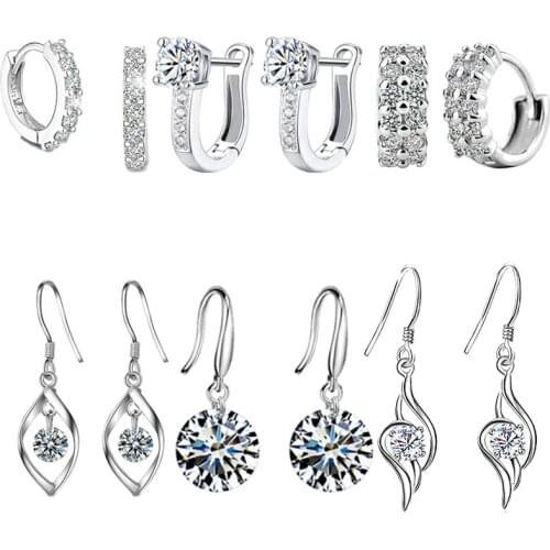 Hot 925 Sterling Silver Double Row Shiny Zircon Earrings Female Models Suitable for Valentines Day gift Factory Wholesale Price