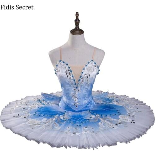 Girls Classical Pancake Tutu Costume Dress,Blue Bird Fairy Doll Professional Ballet Performance Competiton YAGP Stage Dance Wear