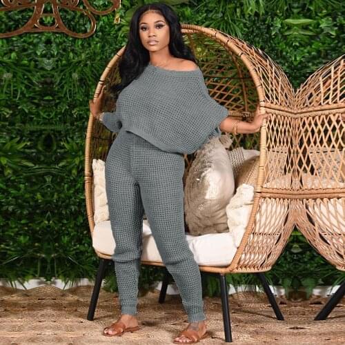 Two Piece Set Sweater Jumper Pullover Lounge Wear Suit Jogger Pants Sweatshirt Plus Size 2 Piece Set Women Knitted Tracksuit Pcs