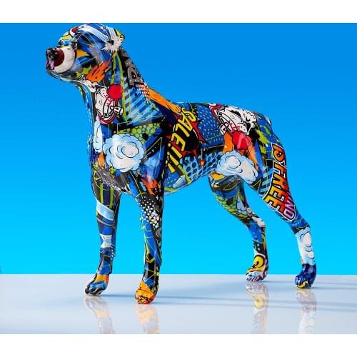 Creative Colorful Art Animal Labrador Resin Crafts Home Decoration Color Modern Simple