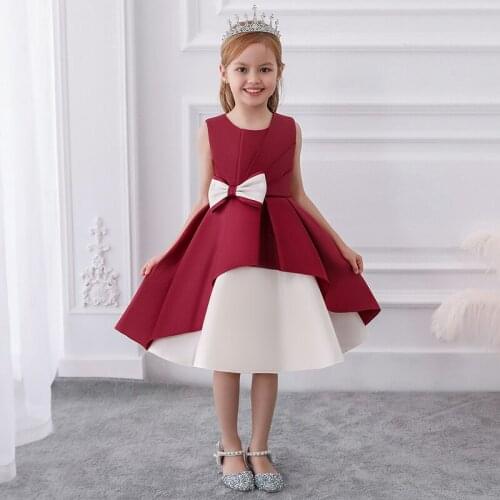 2020 New Design Summer Baby Girl Evening Dress Kids Dresses For Girls Children Pegeant Princess Dress Bow Party Dress Sleeveless