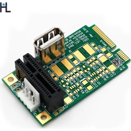 Mini PCI E to pci Express 1X with USB Riser Card Adapter 4Pin Power input support USB 2.0 data transmission Up to 480Mbps