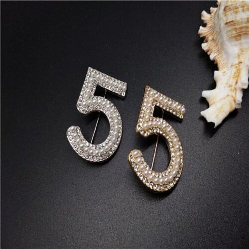 Fashion Full Crystal Rhinestone Brooches Letter 5 Brooch Pins For Women Ladies Party Wedding Number Brooches Jewelry Collar Gift