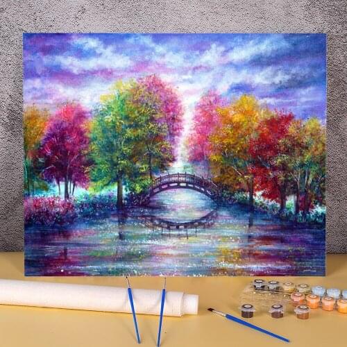 Natural Scenery Bridge To Cross Paint By Numbers Package Oil Paints 40*50 Paiting By Numbers Home Decor Children Drawing