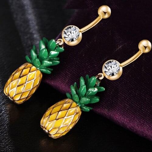 New Body Jewelry Bohemian Pineapple Belly Button Ring Body Piercing Jewelry Navel Piercing 316L Stainless Steel Belly Earrings