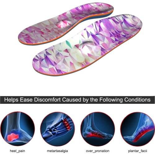 Purple Design Memory Foam High Arch Support Inserted Insole Flat Feet Foot Orthopedic Insoles for Men and Women Full Length