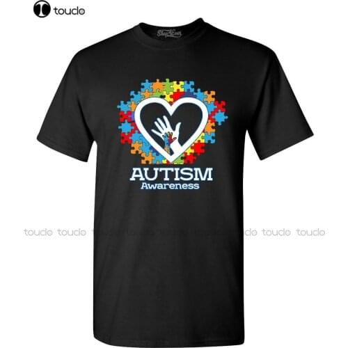 Autism Awareness Heart Hand Puzzle T-Shirt Support Love Kind Shirts Mens Big And Tall Shirts