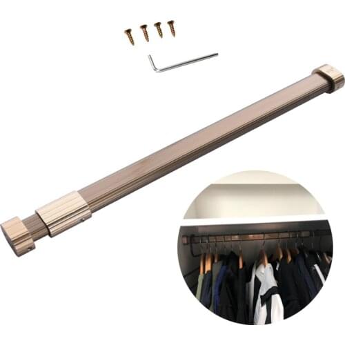 Adjustable Closet Rod Towel Holder 42cm to 65cm Aluminum Alloy Clothes Organizer Rail Wardrobe Hanger Rod Clothing Rack Bathroom