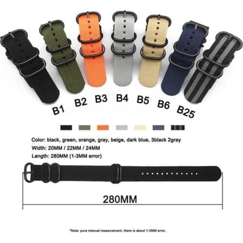 Wholesale 7 Color Heavy Duty Nylon Watchband NATO ZULU Strap 20mm 22mm 24mm Striped Rainbow Canvas Replacement Watch Band