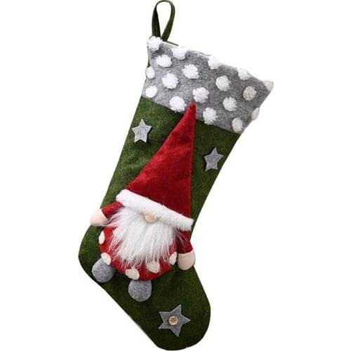 Christmas Stockings Sock Gnome Doll Xmas Tree Candy Gift Bag Hanging Ornaments R7RC