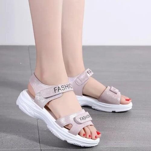 Fish mouth new sports sandals women 2021 summer flat all-match roman shoes Thick-soled increased chunky casual shoes
