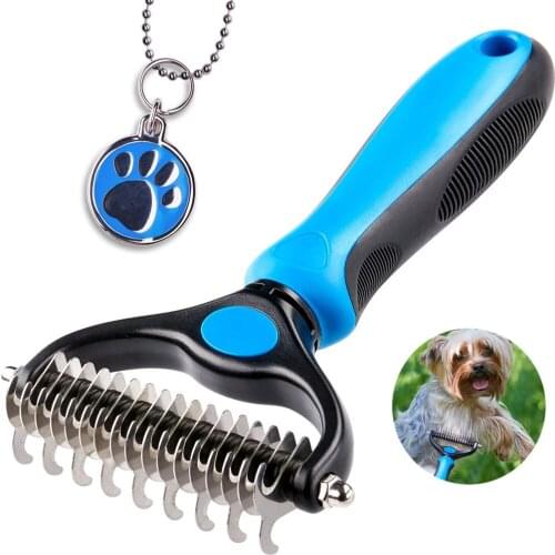 2 Sided Undercoat Rake Dog Grooming Brush Dog Deshedding Removal Hair Comb For Cat Pet Hair Remove Grooming Tool Dog Comb