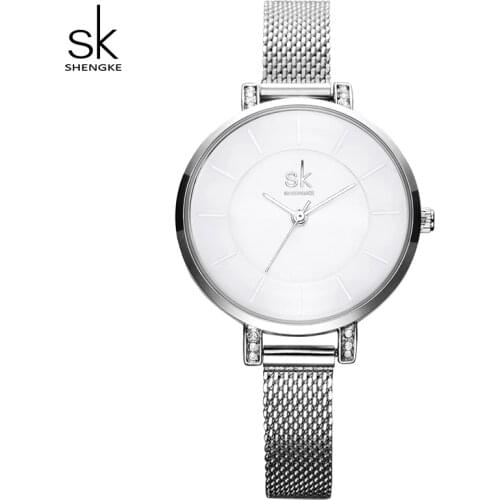 Shengke Women Watches Luxury Silver Ladies Bracelet Watches Stainless Steel Relogio Feminino 2019 SK Women Wrist Watch #K0033