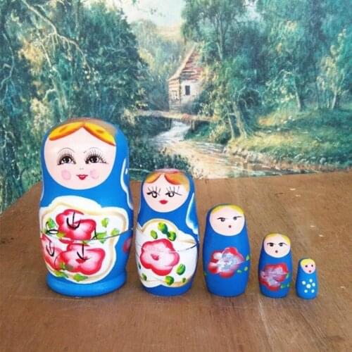 Cute Babushka Nesting Dolls Matryoshka Wooden Russian Painted Wooden Doll Toy Exquisite Workmanship Creative Gift