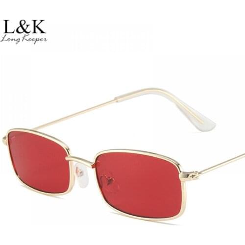 Vintage Small Rectangle Sunglasses Men Women Classic Metal Frame Sun Glasses Female Candy Color Eyeware Oculos De Sol Feminino