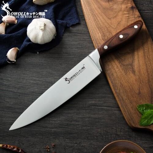 Sowoll 8'' Chef 7'' Santoku Japanes Chef Style Knife Stainless Steel Full Tang Wood Handle Sushi Sashimi Kitchen Tools
