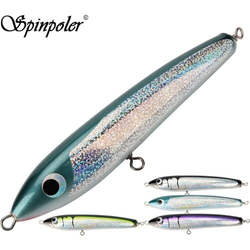 Spinpoler 1PCS Stick Bait Wood Pencil GT Popper Fishing Lure 200mm 89g Handmade Wood Popper Hard Bait