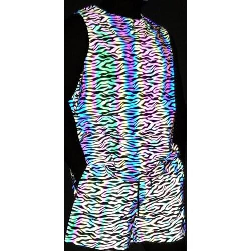 Summer Mens Tracksuit Sets Colorful Reflective Tank Top Elasticity Breathable Sportswear Vests Light Reflection Jogging Shorts