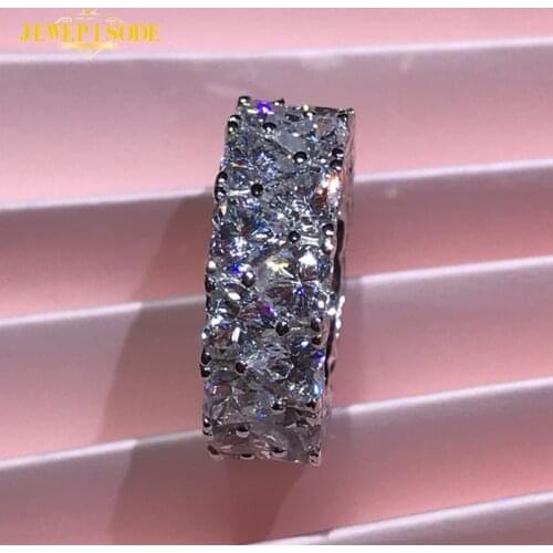 Sparkling 100% 925 Sterling Silver Full Circle Heart Simulated Moissanite Diamond Fine Jewellery Engagement Ring Wedding Bands