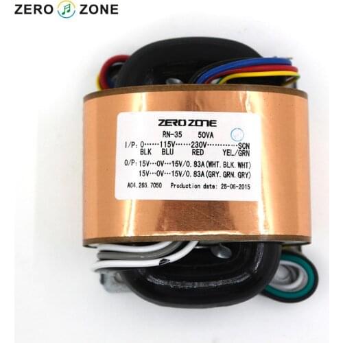 ZEROZONE 50VA R-core transformer 0-115V-230V To 15V-0-15V 15V-0-15V