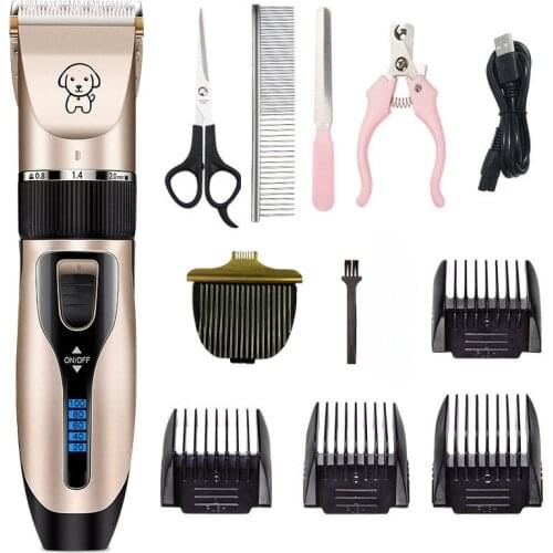Rechargeable Pet Dog Hair Trimmer Professional Cat Animal Hair Clipper Low Noise Remover Grooming Shaver Machine Battery Display