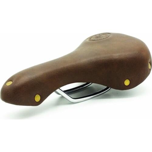 G09 Cycling saddle Mountain road bike vintage retro bicycle brown PU leather spring cushion