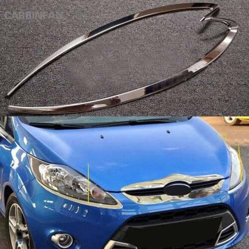 2pcs ABS Chrome Front headlight Lamp Cover shade eyebrows trim cover car stylings For Ford Fiesta 6th 2008-2012 C1146