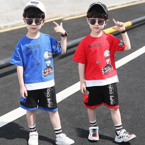 2 Pcs Children Hip Hop Clothes Set Boys Girls Summer Short Sleeves T-shirt Shorts Cotton Tracksuit Vetement Garcon 8 10 12 14 Y