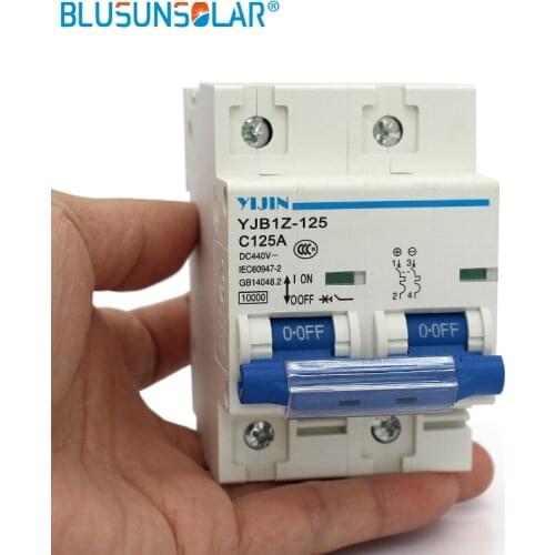 2 pcs / lot 2P 125A DC440V MCB Solar Energy Photovoltaic PV Mini DC Circuit Breaker Disjunctor DL0232