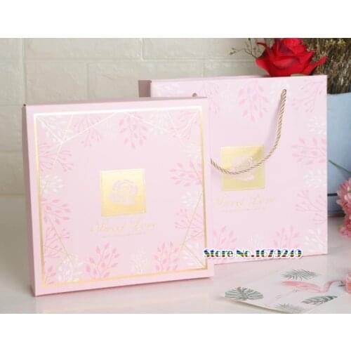 20x20x6.5cm Pink Cherry Blossom bronzing mooncake Candy Box,biscuit food box,Party Wedding Favors giveaway Gift Boxes 100pcs/lot