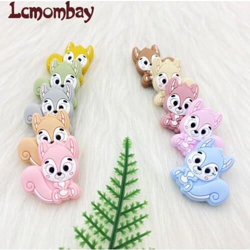 50/100/200PC Cartoon Silicone Beads BPA Free squirrel Beads Teething Toys Baby DIY Animal Rodent Silicone Baby Teether