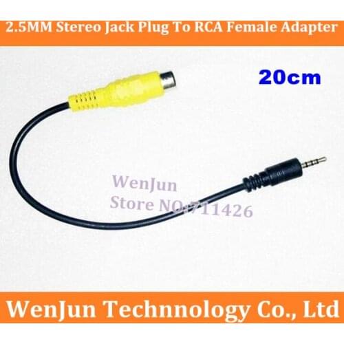 50PCS Free Shipping 4 Pole 2.5MM Stereo Jack Plug To RCA Female Adapter For GPS AV-in Converter Video Cable High Quality