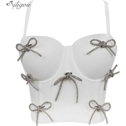 Ailigou White high quality Bralette Crop Top 2021New Women Sexy Caims Summer Clothing Sleeveless Bustier Bra Tops Clothing