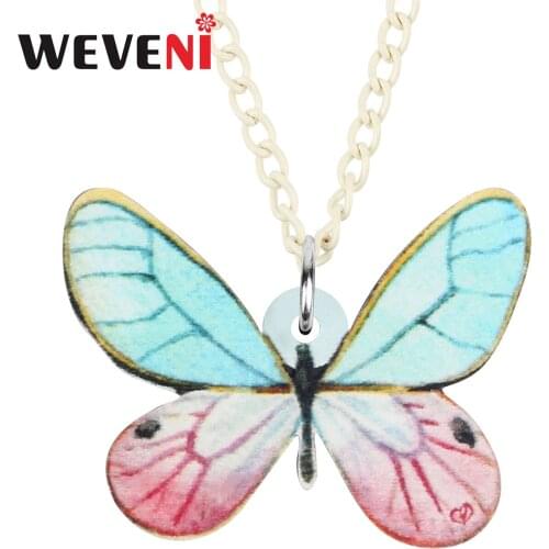 WEVENI Acrylic Brush-footed Butterfly Necklace Pendant Aesthetic Choker Jewelry For Women Girls Kid Trendy Party Gift Decoration