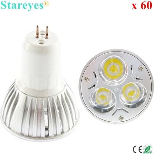 Free shipping 60 pcs Dimmable 3W GU5.3 E14 GU10 E27 B22 MR16 High Power LED Downlight Spotlight lamp droplight bulb LED Light