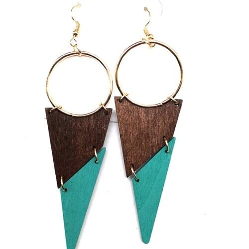 Free Shipping!!Lovely Geometric wooden Earrings can mixed 6 colors