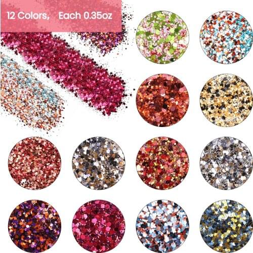 12 Box/ Set Nail Art Opal Glitter Powder Iridescent Mix Sequins Craft Diy Face Hair Fine Glitter Micro Manicure Decorations