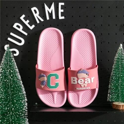 Cartoon Childrens Bear Parents and Childrens Home Slippers EVA Bathing Slippers Indoor Slippers Shoes for Men Mens Slippers
