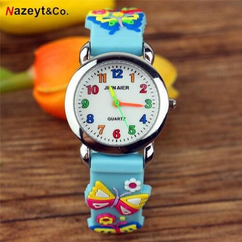Dropshipping NAZEYT new fashion children cute cartoon quartz watch little boys girls easy learn time simple dial jelly watch