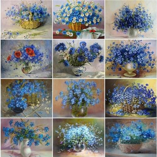 EverShine 5D DIY Diamond Painting Flower Full Square Diamond Embroidery Cornflower Cross Stitch Mosaic Rhinestones Home Decor