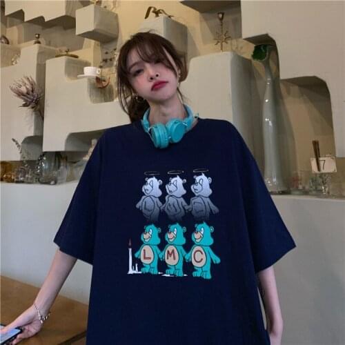 Cotton 2021 summer new wild casual Korean version of ins tide net red embroidery T-shirt in the long section of Harajuku style