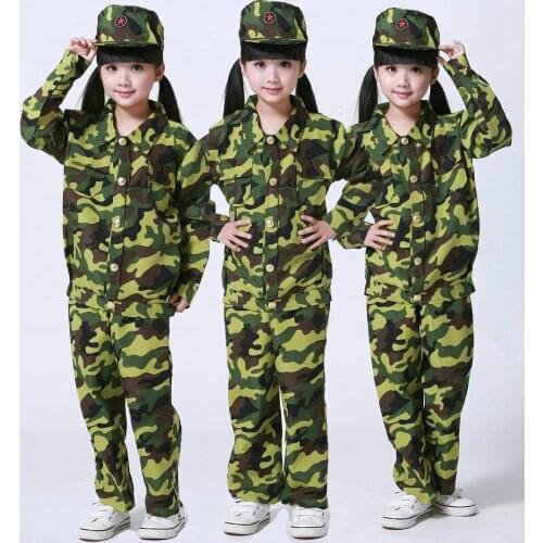 Childrens Military Uniform Camouflage Clothing Tactical Camouflage Paintball Uniform for Kids Outdoor School Military Training
