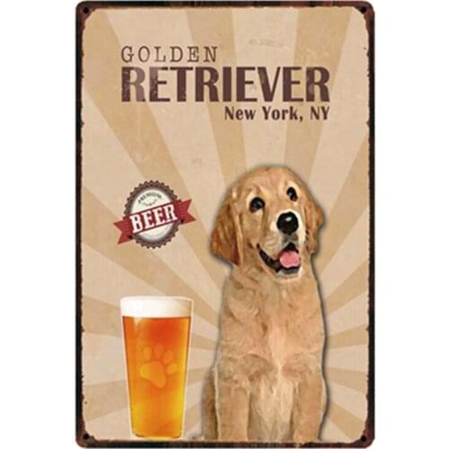 [ Kelly66 ] Retriever Beer Dogs Metal Sign Tin Poster Home Decor Bar Wall Art Painting 20*30 CM Size y-2041