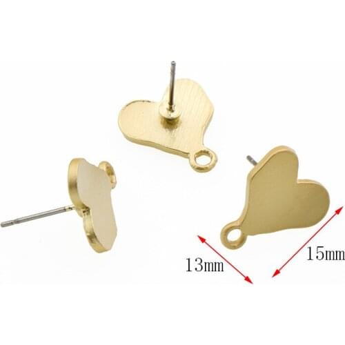 10pcs Love Heart Earrings Connectors Handmade Round Stud Earring Settings Earrings Hook for DIY Jewelry Making Accessories