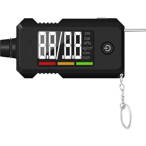 2-in-1 Tyre Pressure Gauge LCD Digital Display Tire Gauge And Tread Depth Gauge With Key Chain For Cars SUV Trucks And Vehicles
