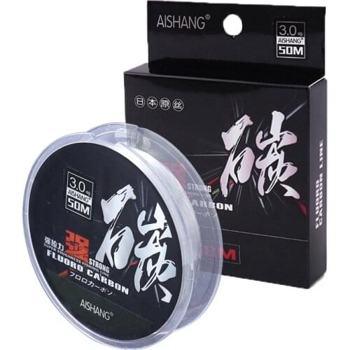 50m Monofilament 100% Fluorocarbon Fishing Line Abrasion Resistance Thread Leash Cord Snood Carbon Fiber Leader Line