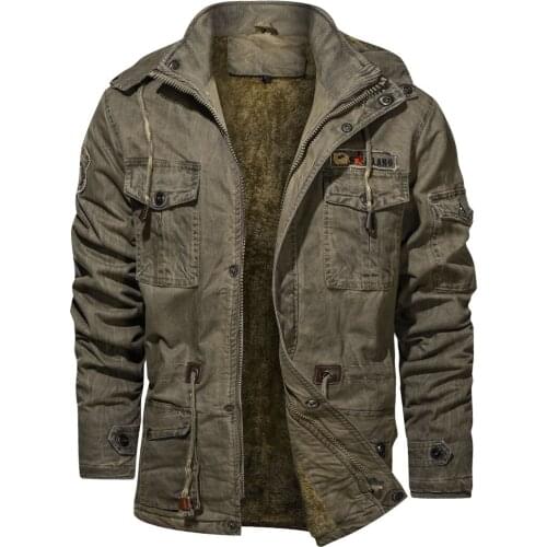 Shanghai Story Mens Winter Coats Fleece Lined Multi Pockets Thicken Cotton Parka Jacket with Removable Hood
